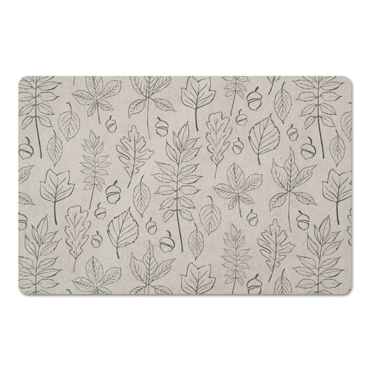 White Leaf Pattern Floor Mat